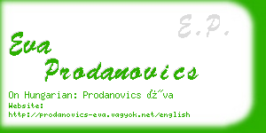eva prodanovics business card